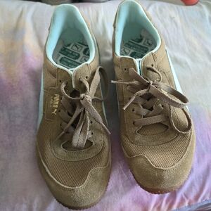 Puma Brown and Aqua Women's Sneakers
